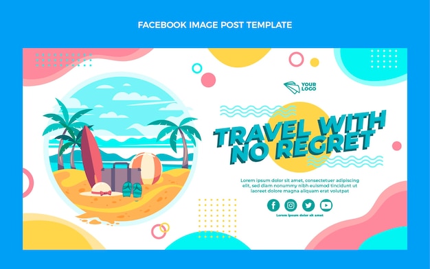 Vettore gratuito post di facebook di viaggio astratto design piatto