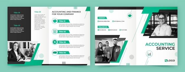 Free vector flat design accounting  services  brochure