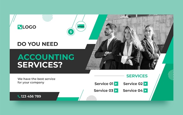 Flat design accounting  services  facebook template