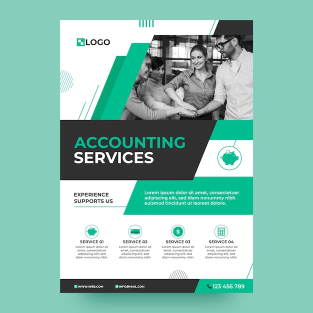 Free vector flat design accounting  services  poster