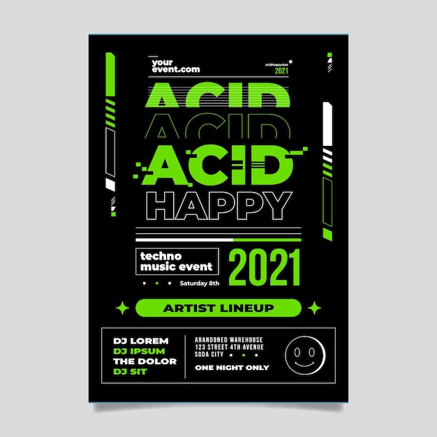 Free vector flat design acid emoji poster