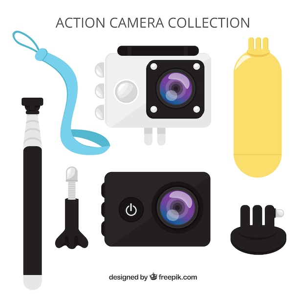 Free vector flat design action camera collectio