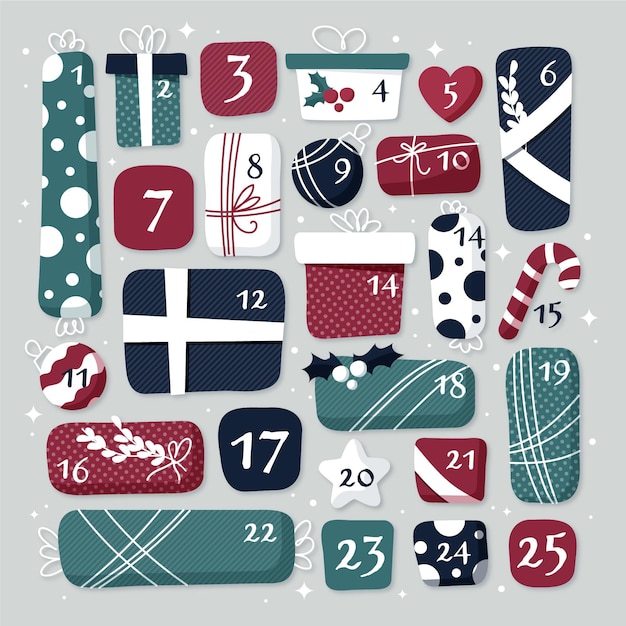 Free vector flat design advent calendar