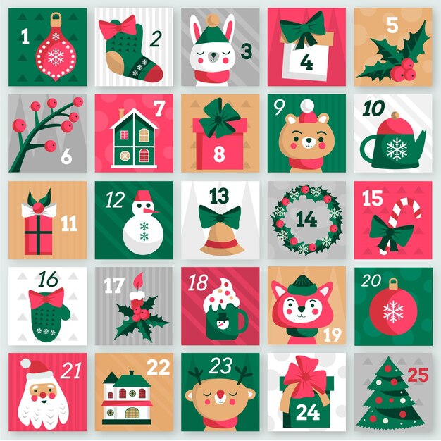 Flat design advent calendar