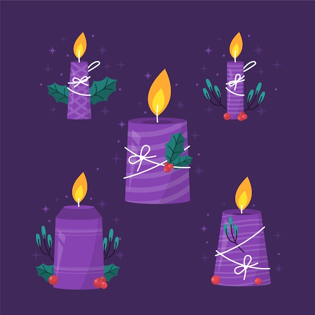 Free vector flat design advent candles collection