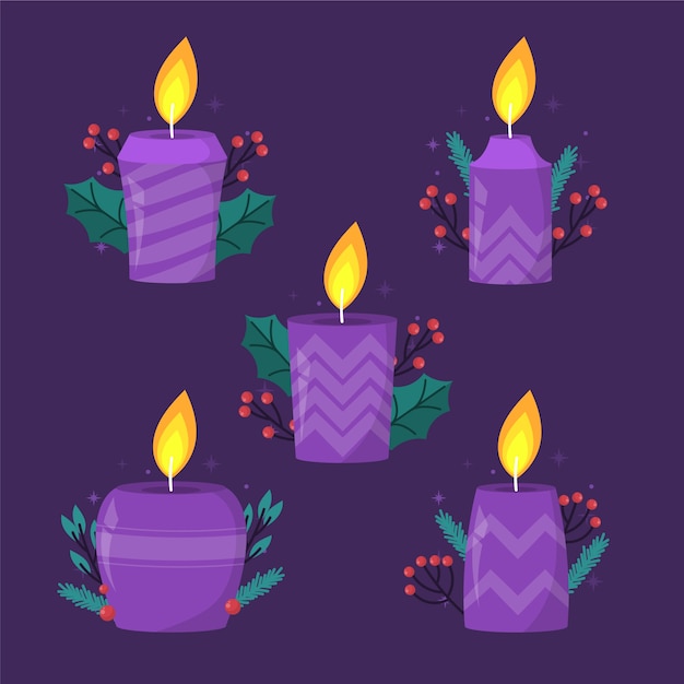 Free vector flat design advent candles collection