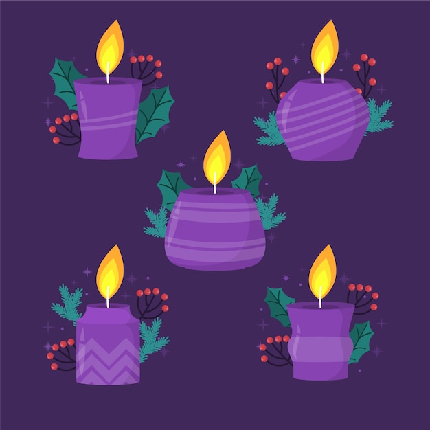 Flat design advent candles collection