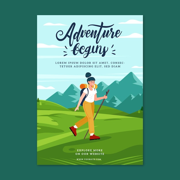 Flat design adventure flyer