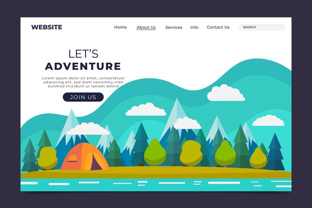 flat design adventure landing page template