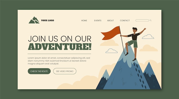 Free vector flat design adventure landing page
