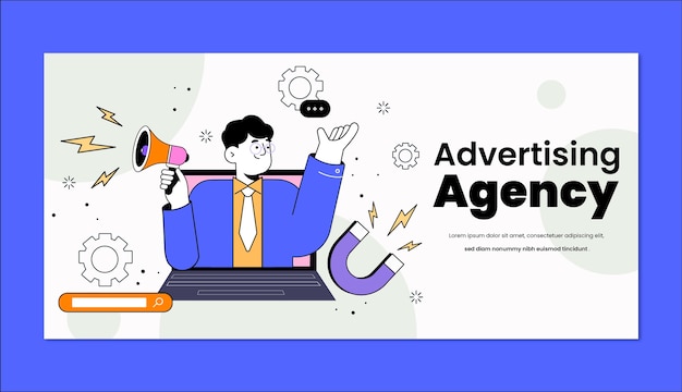 Бесплатное векторное изображение Шаблон баннера рекламного агентства с плоским дизайном
