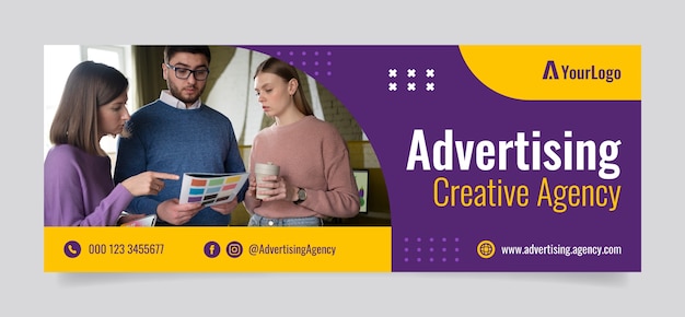 Flat design advertising agency facebook cover