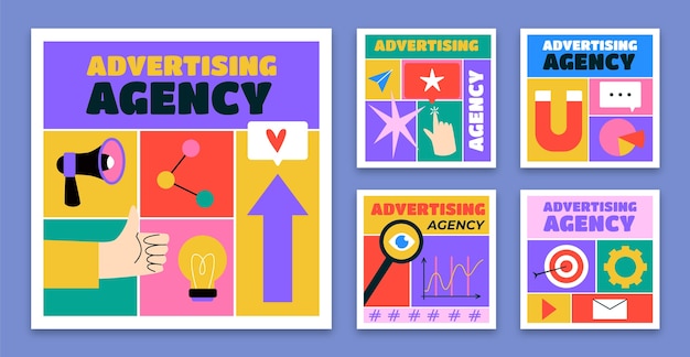 Free Vector | Flat design advertising agency instagram posts