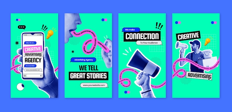Free Vector flat design advertising agency instagram stories