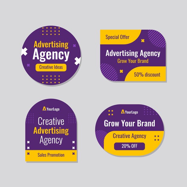 flat design advertising agency labels