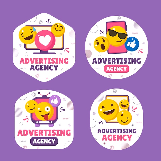 Free vector flat design advertising agency labels