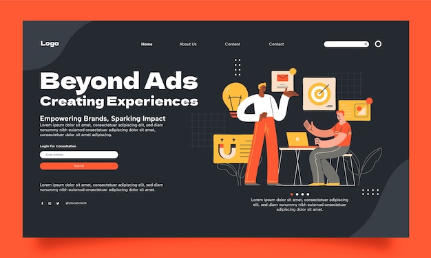 Flat design advertising agency landing page