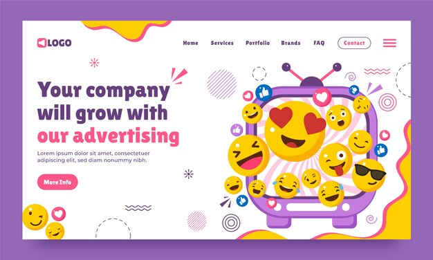 Flat design advertising agency landing page