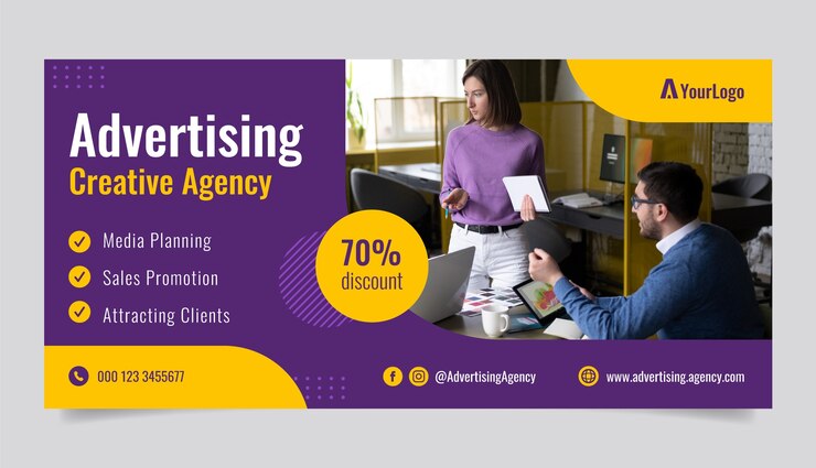 Free Vector flat design advertising agency sale banner