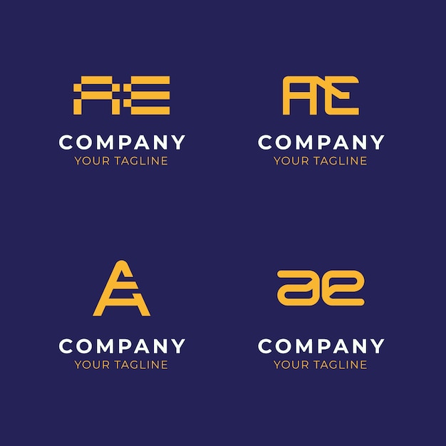 Free vector flat design ae monogram logo set