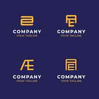 Free vector flat design ae monogram logo set