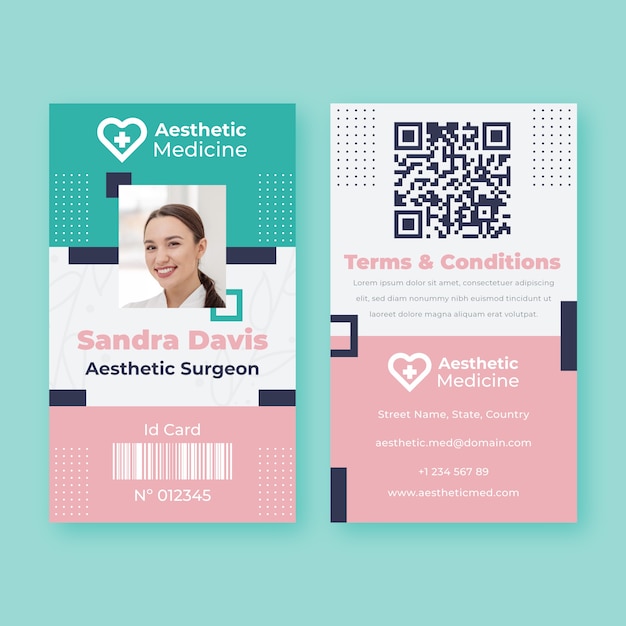 Free vector flat design aesthetic medicine id card