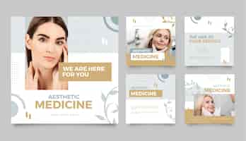 Free vector flat design aesthetic medicine instagram posts