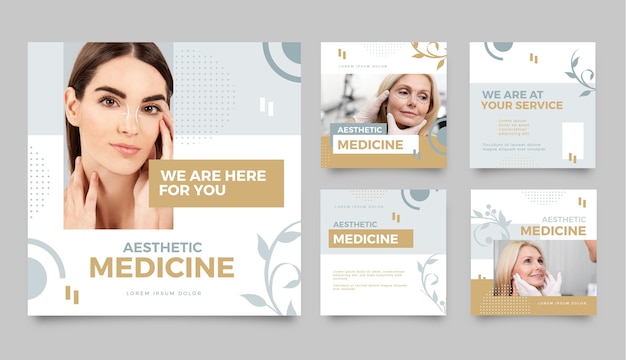 Flat design aesthetic medicine instagram posts