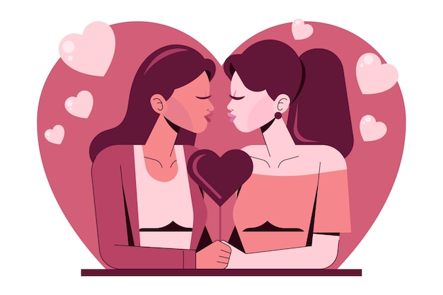 Free vector flat design affectionate lesbian kiss