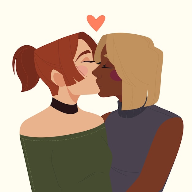 Free vector flat design affectionate lesbian kiss