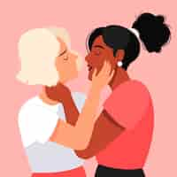 Free vector flat design affectionate lesbian kiss