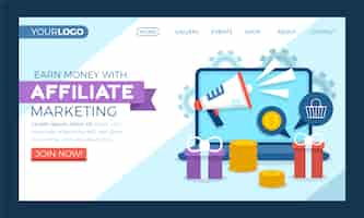 Free vector flat design affiliate marketing landing page