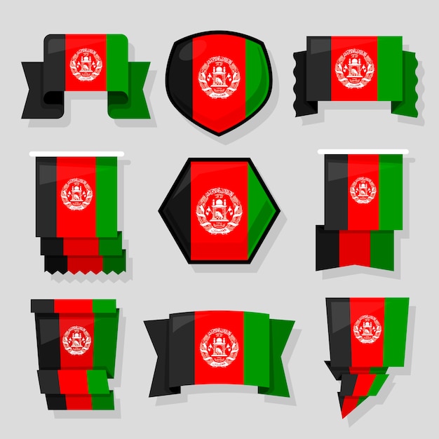 Emblemi nazionali afghani di design piatto