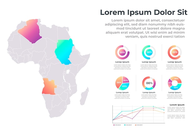 フラットデザインアフリカ地図インフォグラフィック