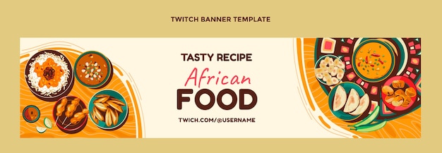 Плоский дизайн африканской еды twitch баннер