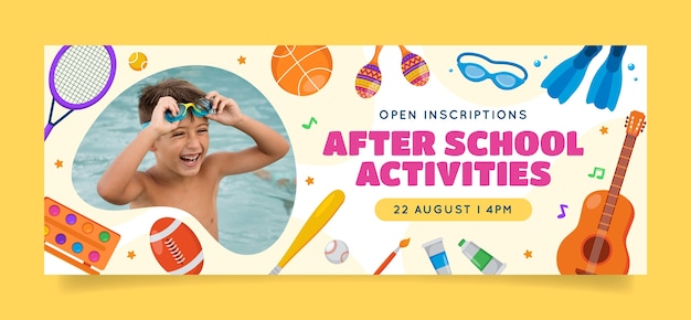 Flat design after school activities facebook cover