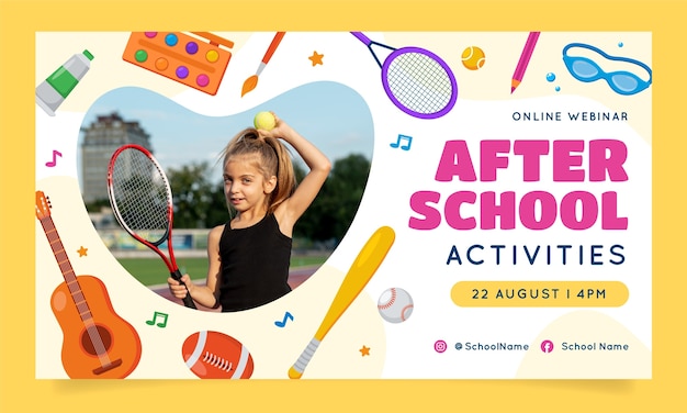 Free vector flat design after school activities webinar