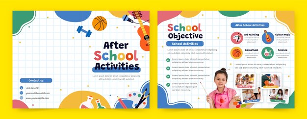 Flat design after school brochure template