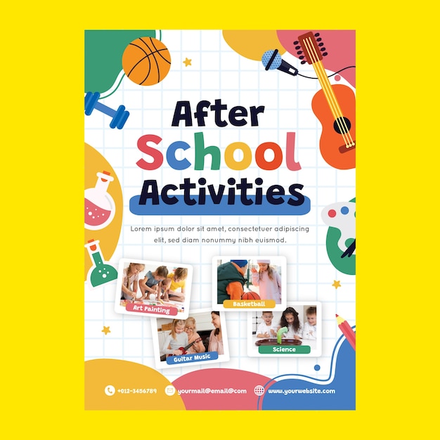 Free vector flat design after school poster template