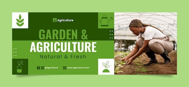 Flat design agriculture company facebook cover