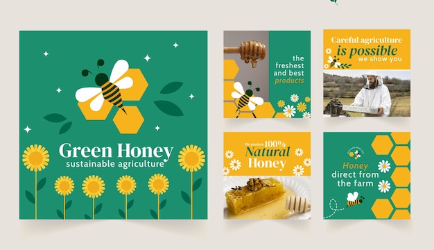 Free vector flat design agriculture company instagram posts