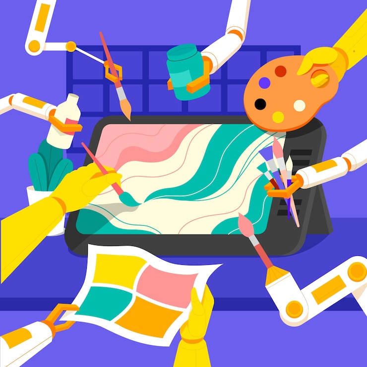 무료 Vector 평평한 디자인 ai 생성 예술 작품 일러스트레이션