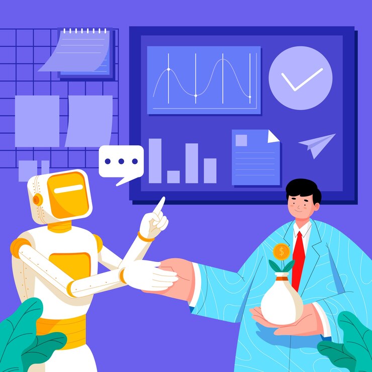 Free Vector flat design ai investing illustration
