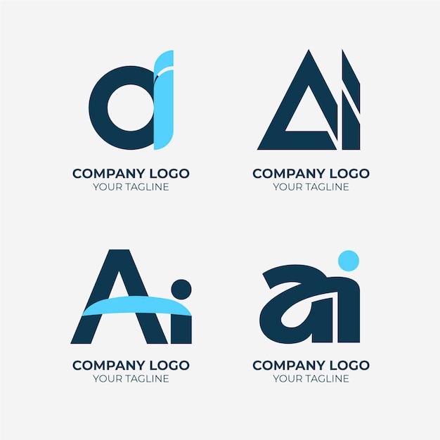 Collezione di logo ai design piatto