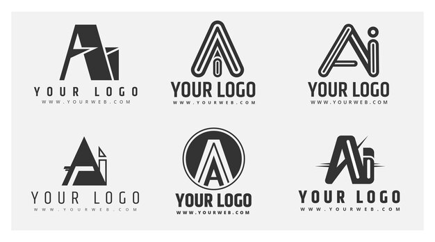 Плоский дизайн коллекции шаблонов логотипа ai