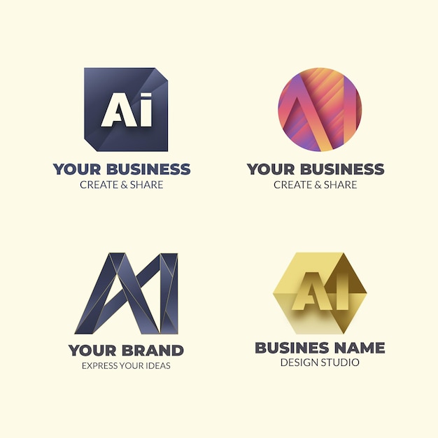 Collezione di modelli di logo ai design piatto