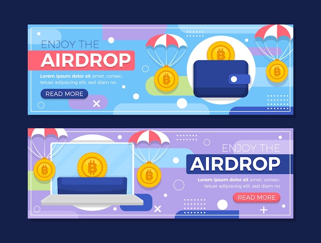 Vettore gratuito banner orizzontale airdrop design piatto