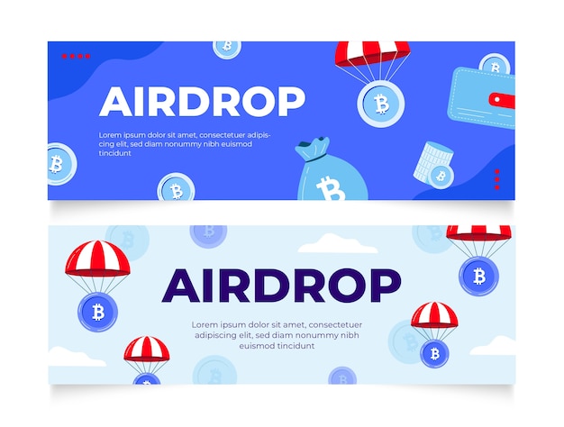 flat design airdrop horizontal banner