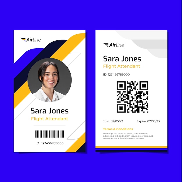 Free vector flat design airline company id card