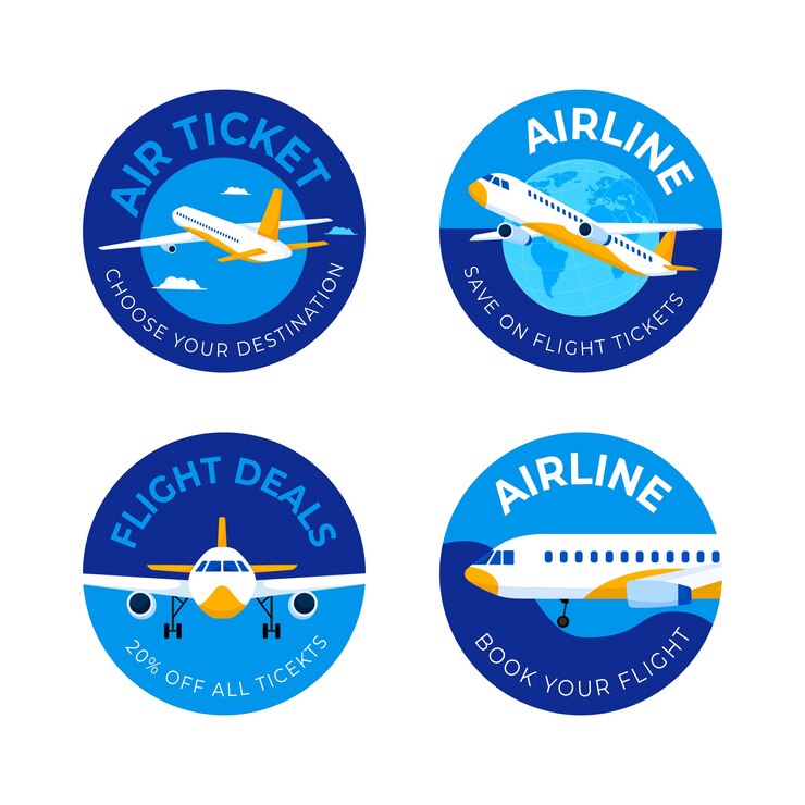 Free Vector flat design airline company labels template